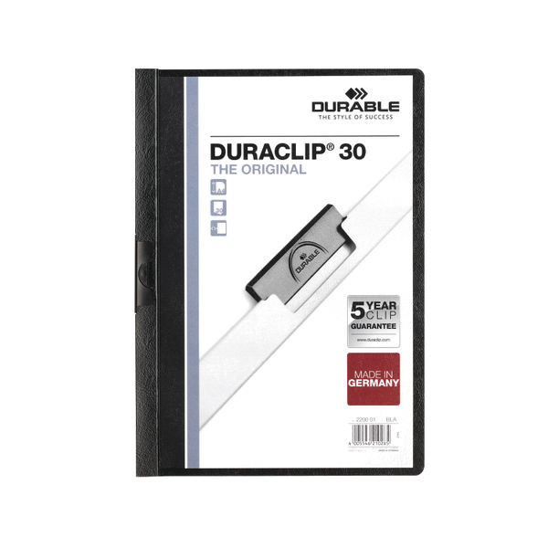 Durable Clip Folder DURACLIP 30 A4 Black (Pack of 25) 2200/01