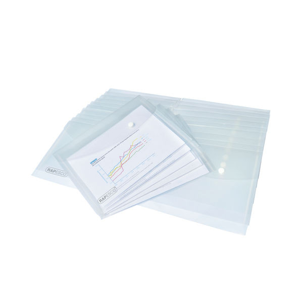 Rapesco Eco Recycled Popper Wallet A5 Clear (Pack of 25) 1500