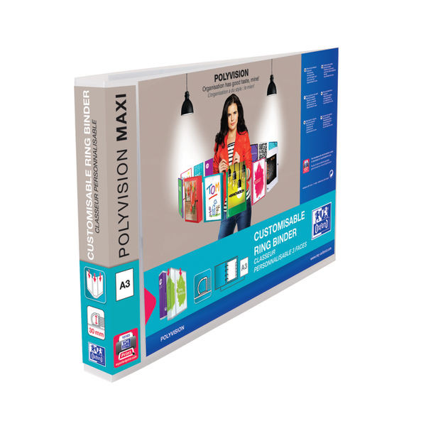 Elba Polyvision A3 Maxi Landscape Clear 30mm 4 D-Ring Presentation Binder (Pack of 5) 100080803 Elba Polyvision A3 Maxi Landscape Clear 30mm 4 D-Ring Presentation Binder (Pack of 5) 100080803