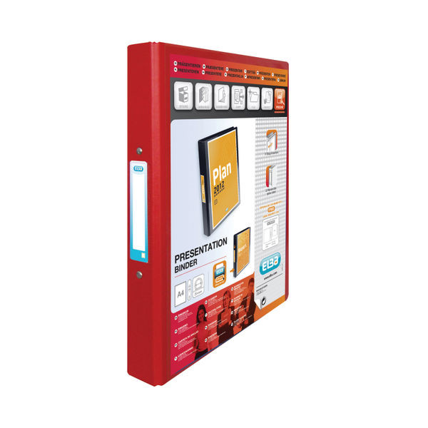 Elba Vision 25mm 2 O-Ring Presentation Binder A4 Red 100080890 Elba Vision 25mm 2 O-Ring Presentation Binder A4 Red 100080890