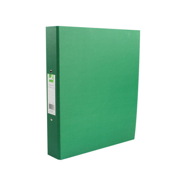 Q-Connect 2 Ring 25mm Paper Over Board Green A4 Binder (10 Pack)