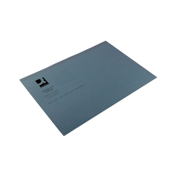 Q-Connect Square Cut Folder Lightweight 180gsm Foolscap Blue (Pack of 100)