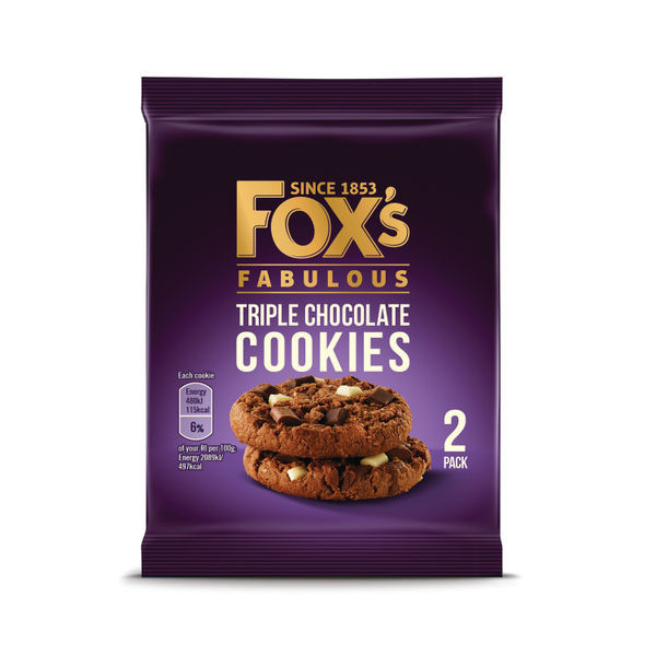 Foxs Triple Chocolate Cookie Biscuits Twin Pack 45g (Pack of 48) 934600 Foxs Triple Chocolate Cookie Biscuits Twin Pack 45g (Pack of 48) 934600