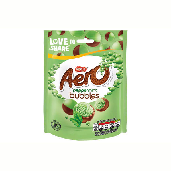 Nestle Aero Bubbles Peppermint Milk Chocolate Sharing Bag 92g 12505870 Nestle Aero Bubbles Peppermint Milk Chocolate Sharing Bag 92g 12505870