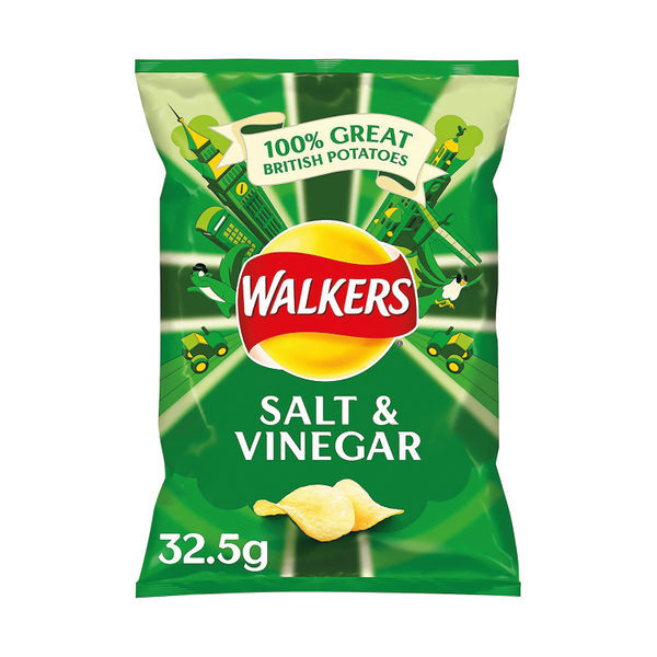 Walkers Salt and Vinegar Crisps 32.5g (32 pack) 121795 Walkers Salt and Vinegar Crisps 32.5g (32 pack) 121795