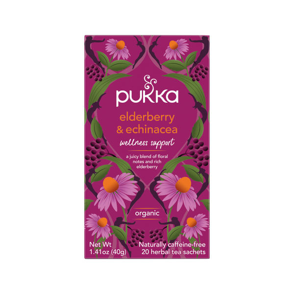 Pukka Elderberry/Echinacea Organic Herbal Tea Bags (Pack of 20) 05060229011480