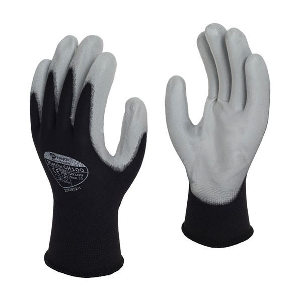 Polyco Matrix GH100 PU Palm Coated Glove Black/Grey Size 10 GH100/10