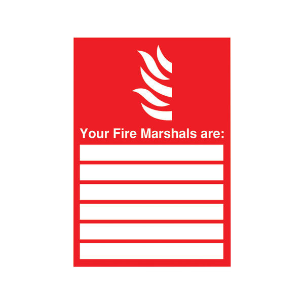 Safety Sign Your Fire Marshals A4 PVC FR09850R Safety Sign Your Fire Marshals A4 PVC FR09850R