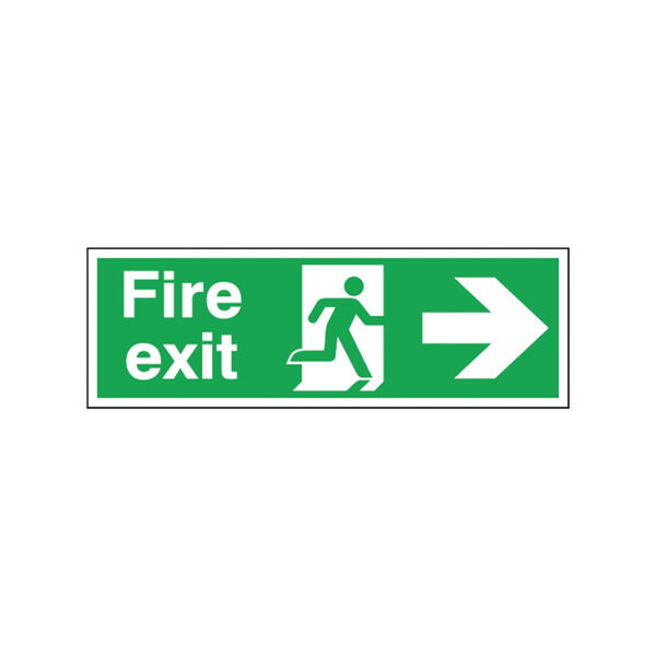 Safety Sign Fire Exit Running Man Arrow Right 150x450mm Self-Adhesive E99A/S Safety Sign Fire Exit Running Man Arrow Right 150x450mm Self-Adhesive E99A/S