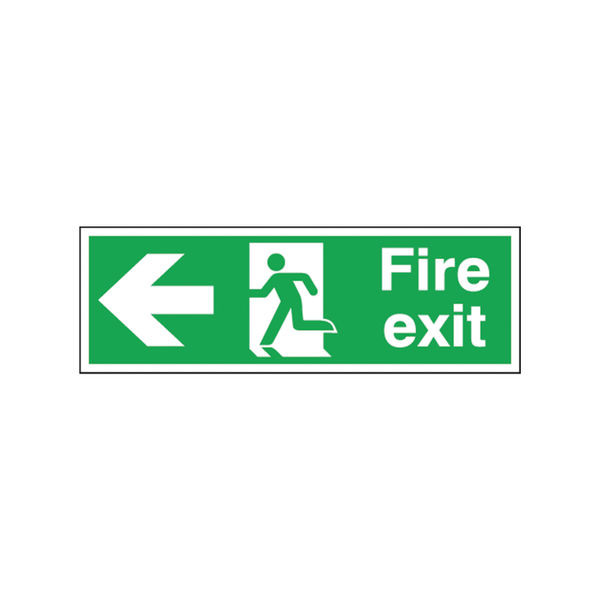 Safety Sign Fire Exit Running Man Arrow Left 150x450mm Self-Adhesive E97A/S Safety Sign Fire Exit Running Man Arrow Left 150x450mm Self-Adhesive E97A/S