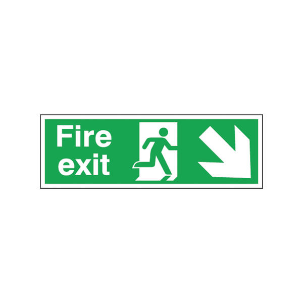 Safety Sign Fire Exit Running Man Arrow Down/Right 150x450mm Self-Adhesive E99S/S Safety Sign Fire Exit Running Man Arrow Down/Right 150x450mm Self-Adhesive E99S/S