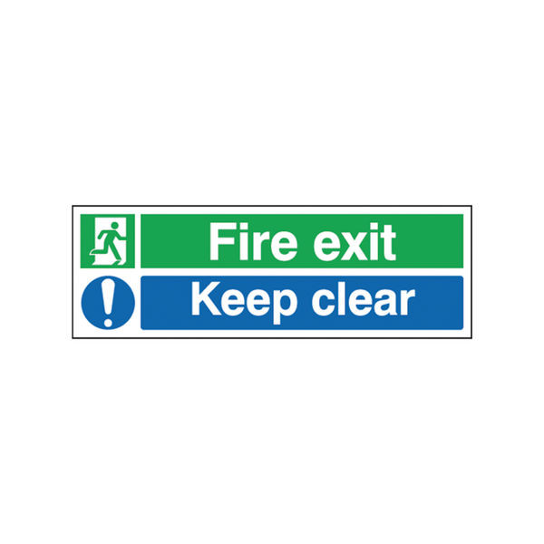 Safety Sign Fire Exit Keep Clear 150x450mm Self-Adhesive EC08S/S Safety Sign Fire Exit Keep Clear 150x450mm Self-Adhesive EC08S/S