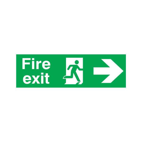 Safety Sign Fire Exit Running Man Arrow Right 150x450mm PVC FX04411R Safety Sign Fire Exit Running Man Arrow Right 150x450mm PVC FX04411R
