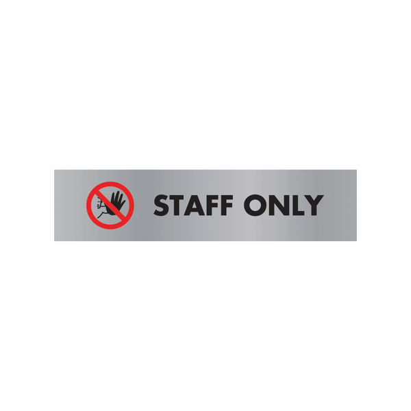 Acrylic Sign Staff Only Aluminium 190x45mm SR22365