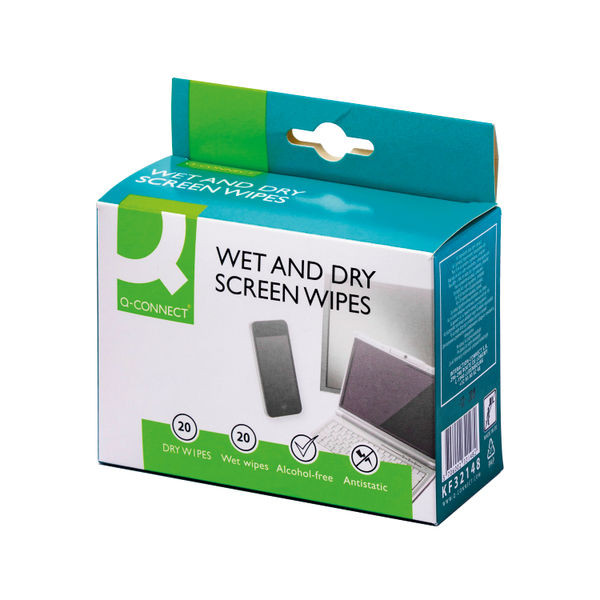 Q-Connect Wet and Dry Wipes (20 Pack) KF32148