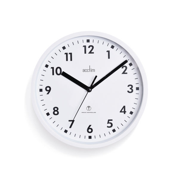 Acctim Nardo Radio Controlled Wall Clock 200mm White 74662 Acctim Nardo Radio Controlled Wall Clock 200mm White 74662