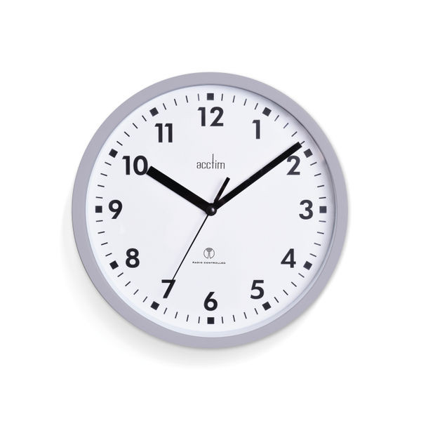 Acctim Nardo Radio Controlled Wall Clock 200mm Grey 74667 Acctim Nardo Radio Controlled Wall Clock 200mm Grey 74667