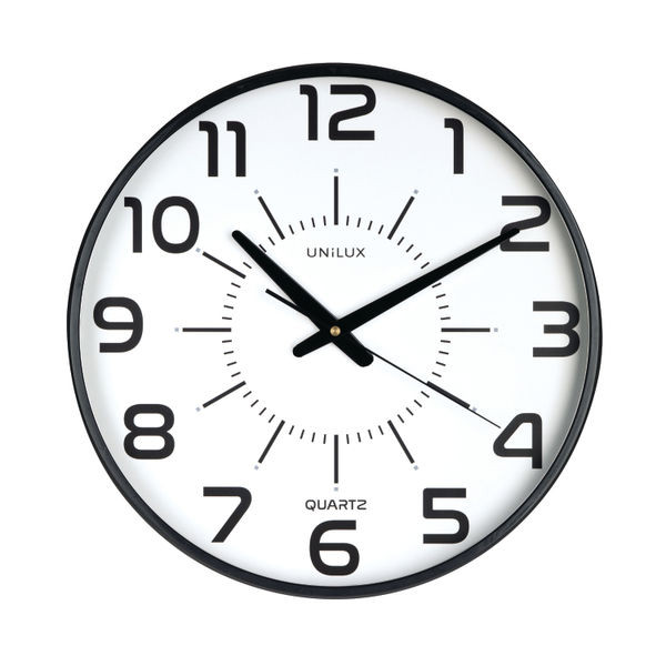 Unilux Maxi Pop Battery Clock Black 400094487 Unilux Maxi Pop Battery Clock Black 400094487