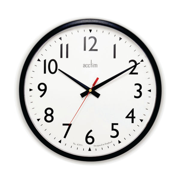Acctim Commander Wall Clock Black 35cm 22463 Acctim Commander Wall Clock Black 35cm 22463