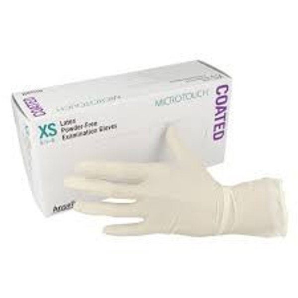 Micro–Touch® Coated Latex  Examination Gloves White (X–Small) (Pack of 100)