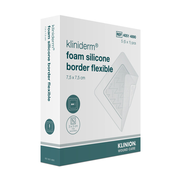 Klinion® Kliniderm® Foam Silicone Border Flex Dressings (10 cm x 10 cm) (Pack of 100) Klinion® Kliniderm® Foam Silicone Border Flex Dressings (10 cm x 10 cm) (Pack of 100)