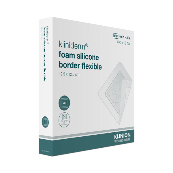 Klinion® Kliniderm® Foam Silicone Border Flex Dressings (15 cm x 15 cm) (Pack of 100) Klinion® Kliniderm® Foam Silicone Border Flex Dressings (15 cm x 15 cm) (Pack of 100)