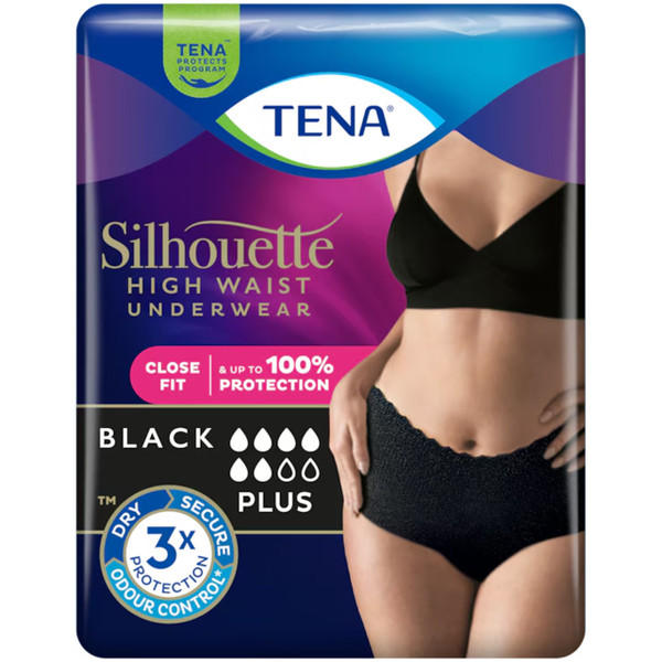 TENA® Silhouette Plus High Waist Incontinence Underwear Black (Large) (Pack of 8)