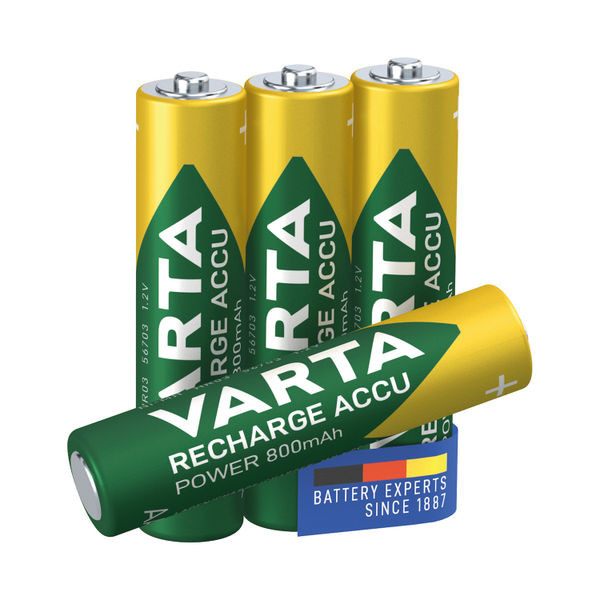 Varta Nimh Rechargeable AAA Batteries 800 mAh (Pack of 4) 56703101404