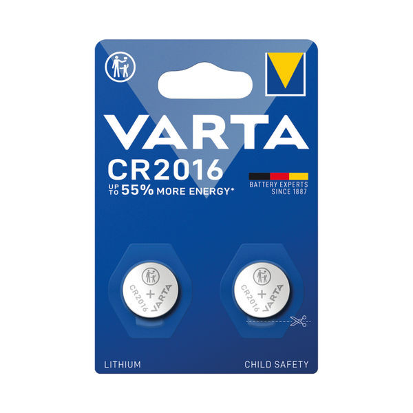 Varta CR2016 Lithium Coin Cell Battery (Pack of 2) 06016101402