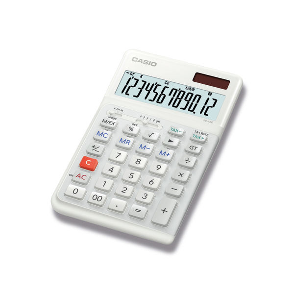 Casio JE-12E 12 Digit Ergonomic Compact Desktop Calculator White JE-12E-WE