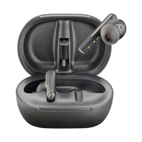 Poly Voyager Free 60+ UC Carbon Black Earbuds +BT700 USB-C Adapter +Touchscreen Charge Case 7Y8G4AA