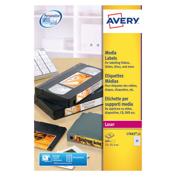 Avery Mini Data Cartridge Label 72x21.1mm White(Pack of 600) L7665-25