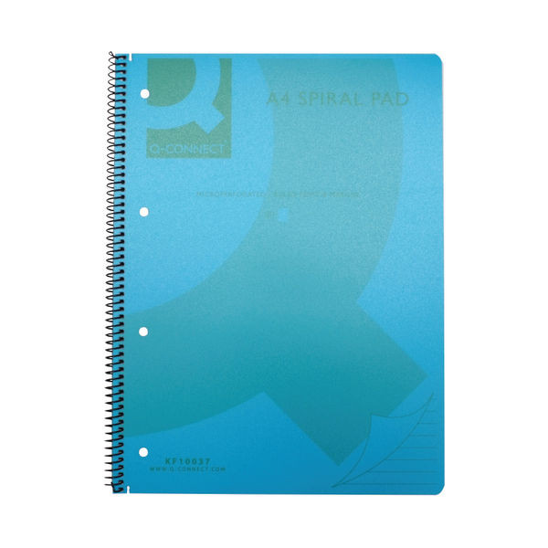 Q-Connect Spiral Bound Polypropylene Notebook 160 Pages A4 Blue (5 Pack)