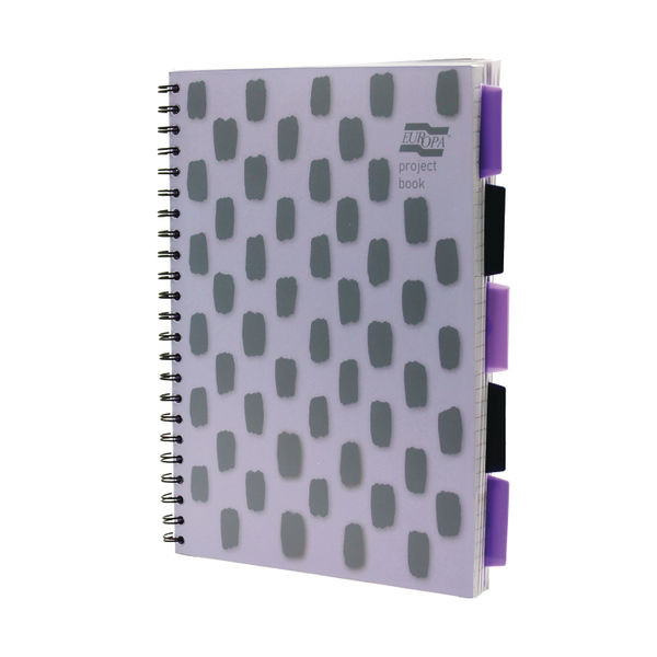 Europa Splash Project Book 200 Lined Pages A4 Purple Cover (Pack of 3) EU1506Z