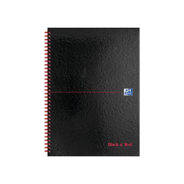Oxford Black N Red Hardback Wirebound Notebook 140 Pages A4 (Pack of 2) 400194794