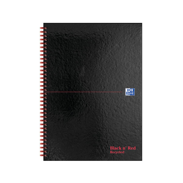 Oxford Black N Red Hardback Wirebound Recycled Notebook 140 Pages A4 (Pack of 2) 400194990