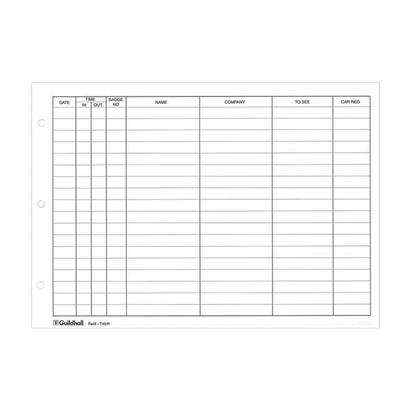 Exacompta Guildhall Loose-Leaf Visitors Book Refill (Pack of 50) T40/R