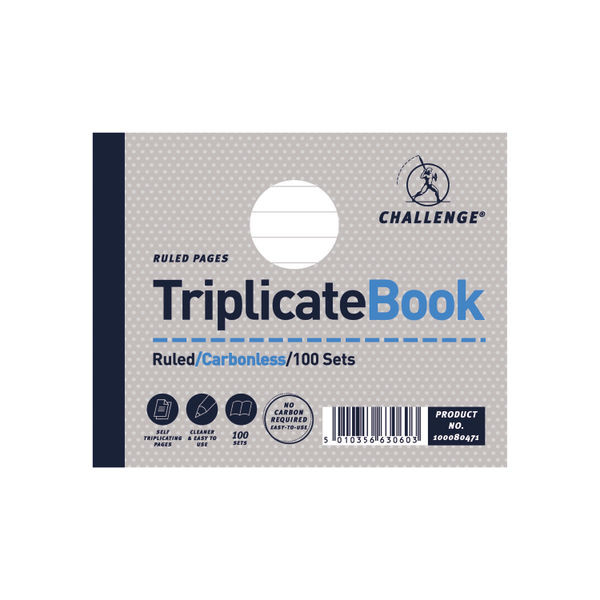 Challenge Ruled Carbonless Triplicate Book 100 Sets 105x130mm (Pack of 5) 100080471