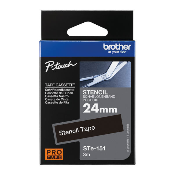 Brother P-Touch Stencil Tape Cassette 24mm x 3m Black STE-151