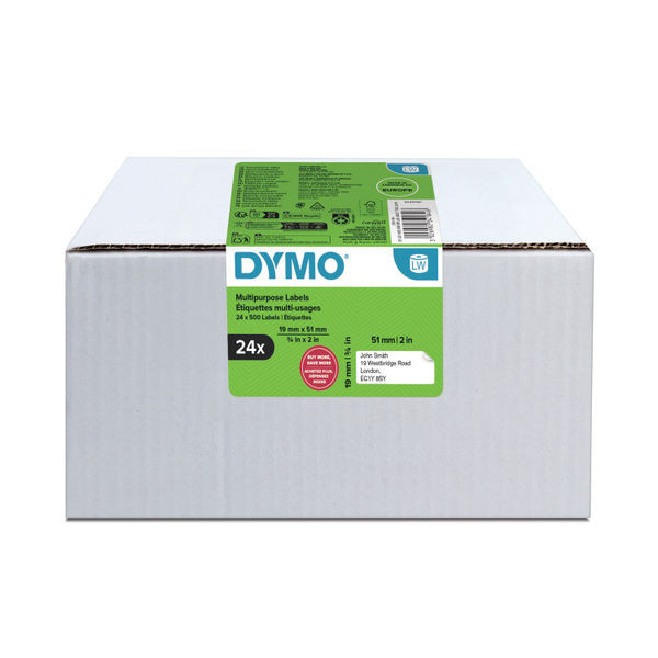 Dymo Multipurpose Labels 19x51mm 500 Labels (Pack of 24) 2234184