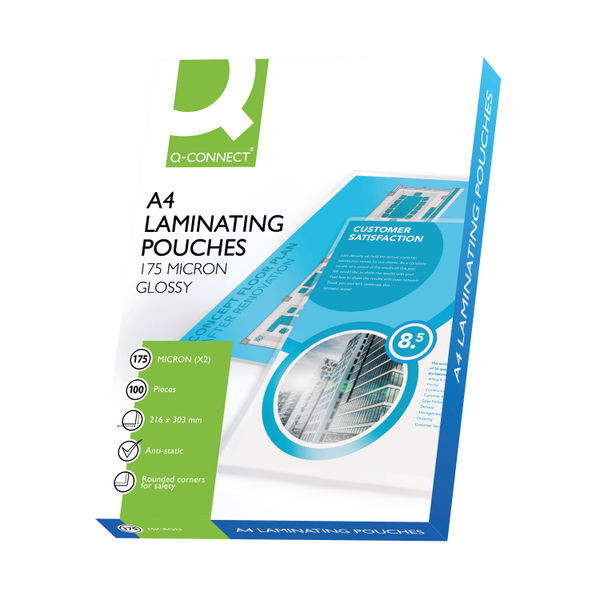 Q-Connect 2x175 Micron Heavy Duty Laminating Pouches (Pack of 100)