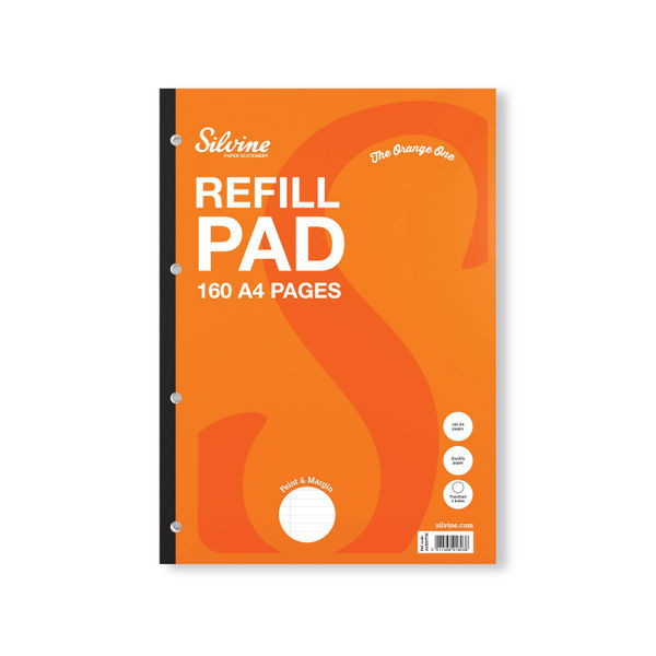 Silvine Punched Feint Ruled Sidebound Refill Pad 160 Pages A4 (6 Pack) A4SRPFM