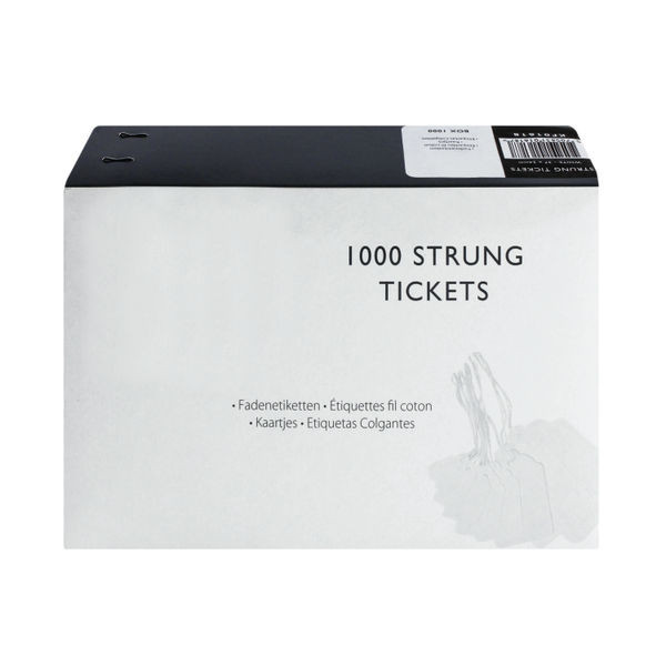 Strung Ticket 37x24mm White (1000 Pack)