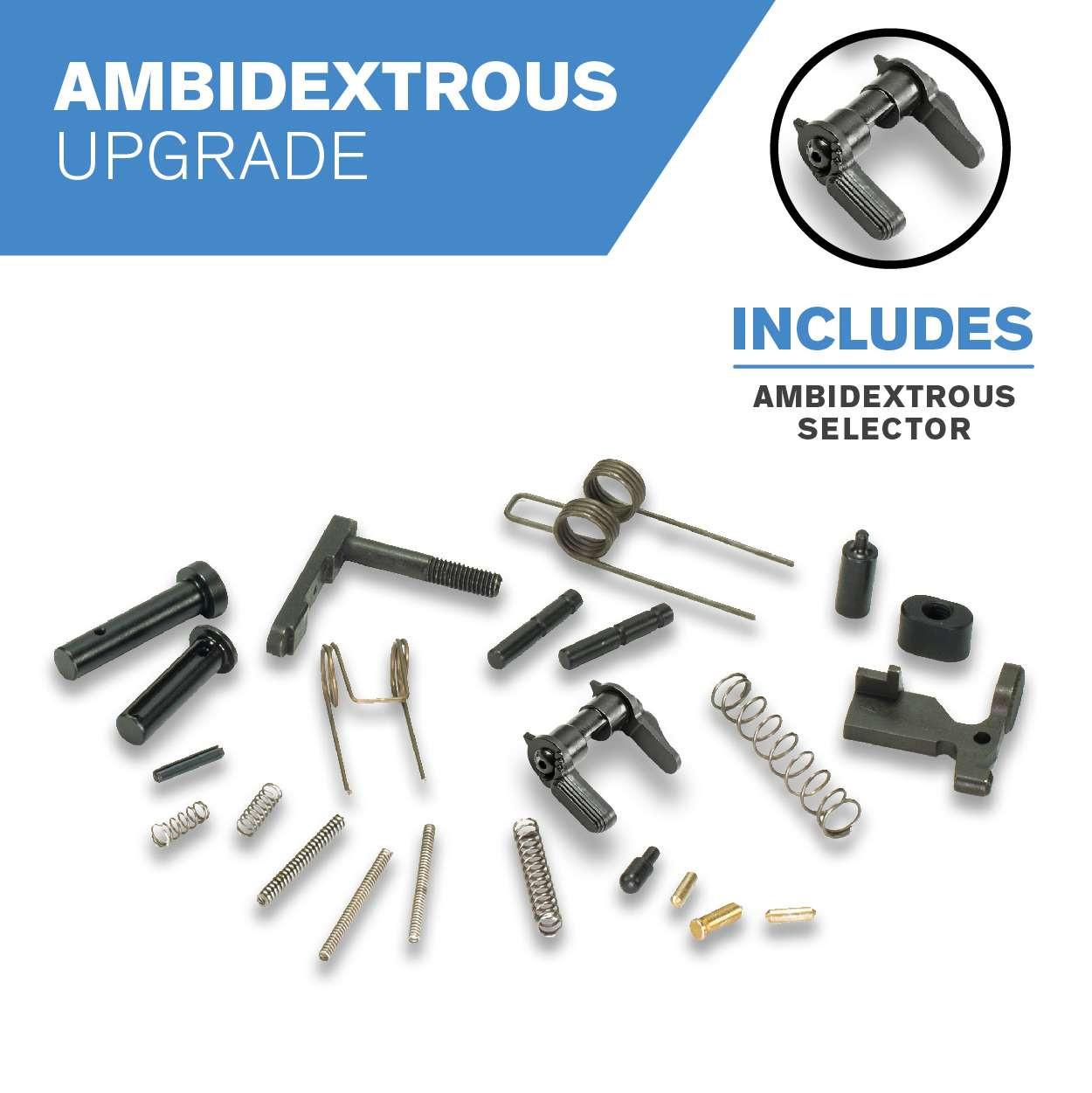 AR15 Lower Parts Kit - Ambidextrous, Phosphate Finish