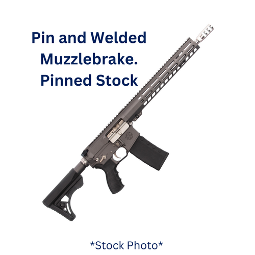 Saltwater Arms Barracuda Rifle 5.56 16 in. Barrel with 15 in. Handguard, Pinned Stock, Pin and Welded Muzzlebrake