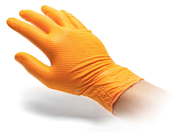 X Large Orange Heavy Duty Nitrile Gloves, Box of 100