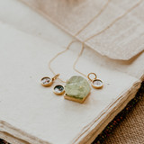 gold photo charms with emerald calcite pendant
