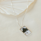 portrait orientation picture locket with resin protection in silver