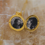 Gold Round Locket with Photos of "Our Babies"