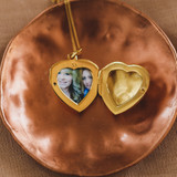 Gold Heart Locket Necklace with Photo of Mother Who Passed